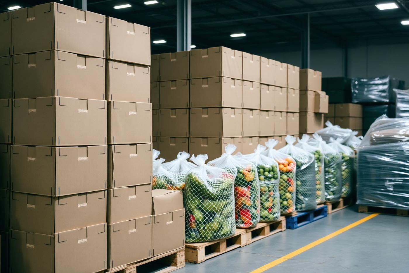 Export-ready agricultural produce being packed into labelled cartons